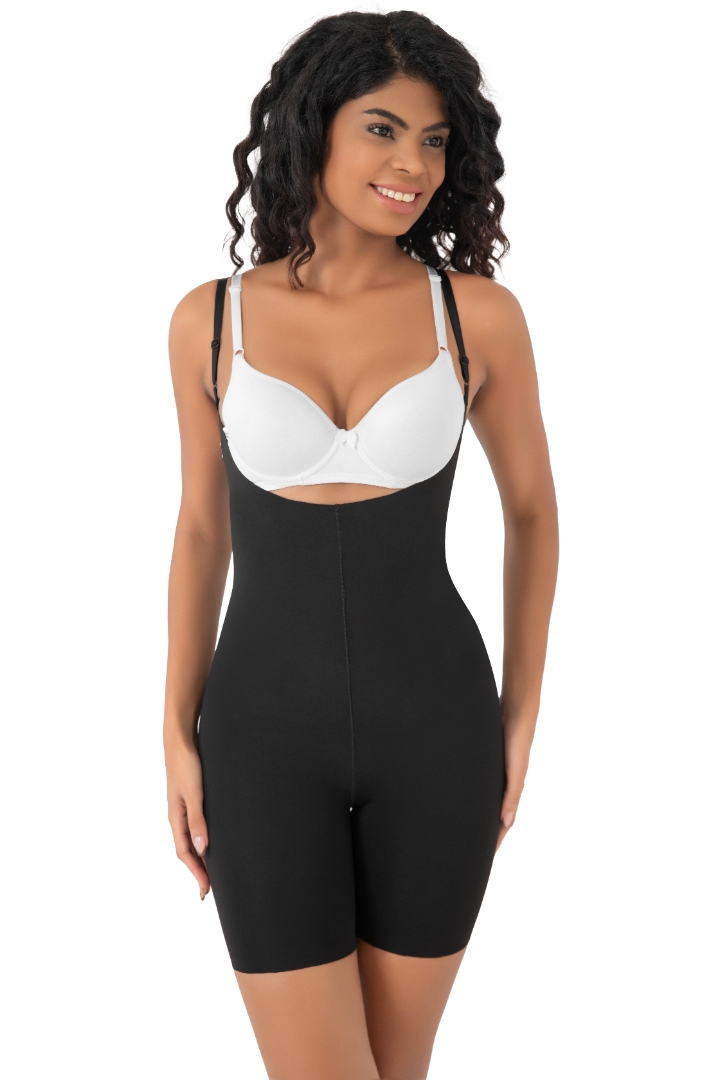 Stilyol Siyah Lazer Kesim Askılı Tam Boy Korse – İz Yapmayan Dikişsiz Toparlayıcı Korse