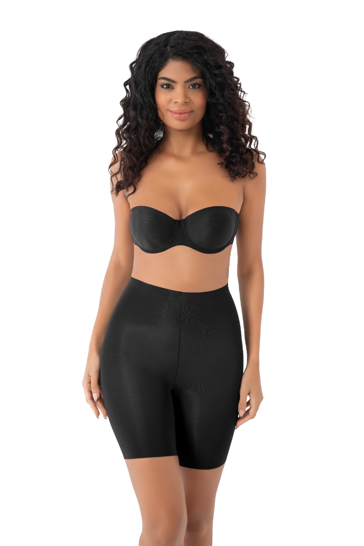 Stilyol Siyah Lazer Kesim Paçalı Korse – İz Yapmayan Dikişsiz Toparlayıcı Korse