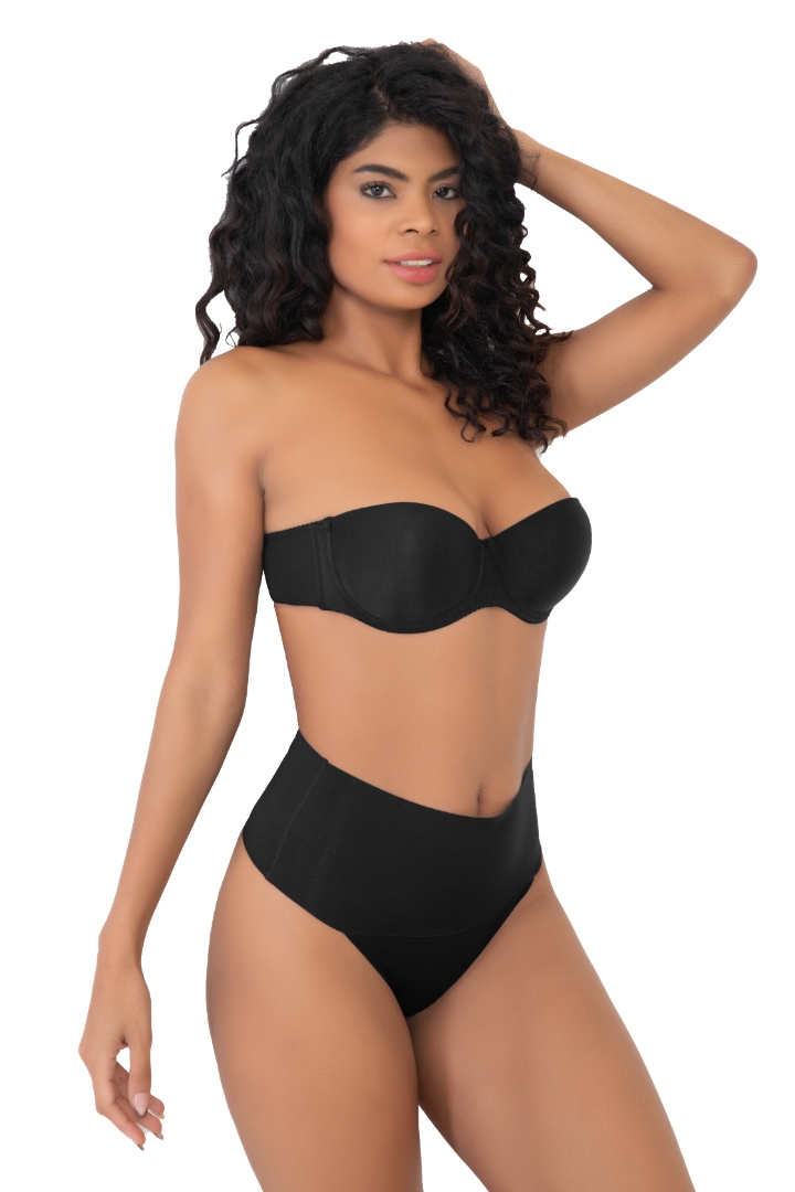 Stilyol Siyah Renk Lazer Kesim Yüksek Bel String Korse – İz Yapmayan Dikişsiz Toparlayıcı Korse