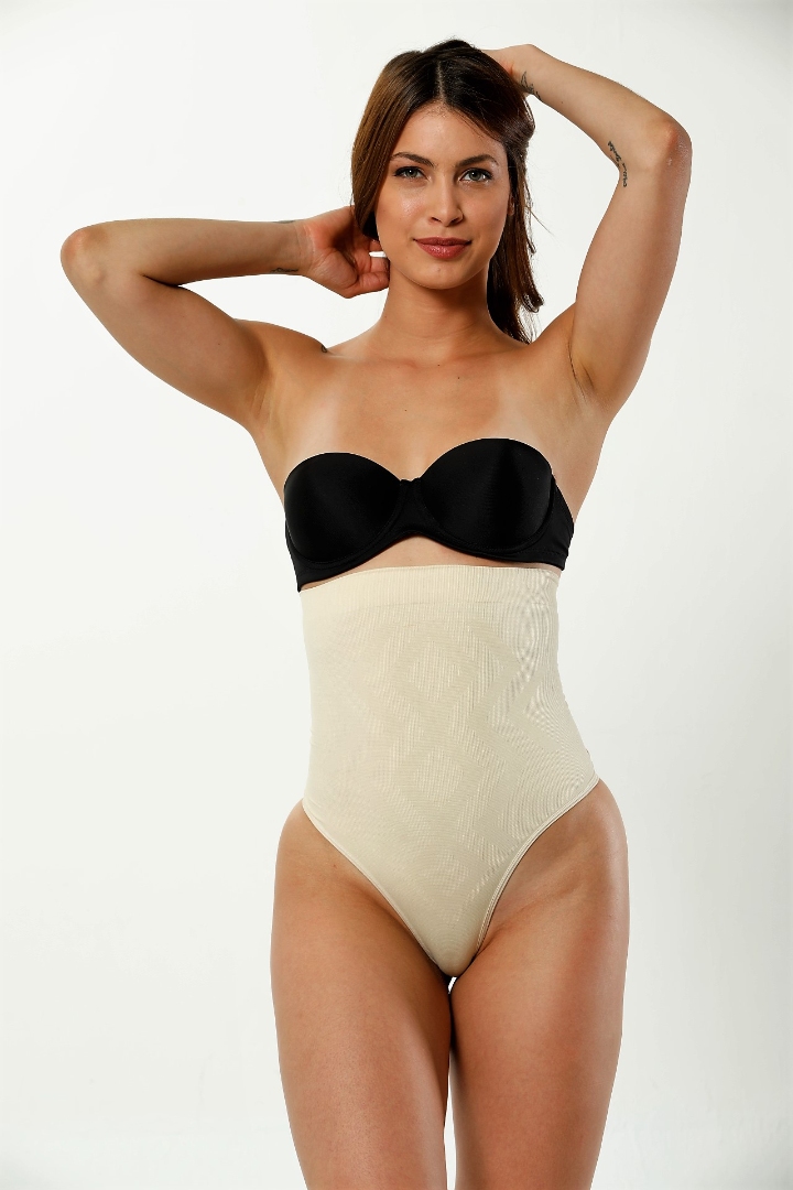 Stilyol Açık Ten Rengi Dikişsiz Seamless Korse – Toparlayıcı, Şekillendirici ve Konforlu Yüksek Bel String Korse