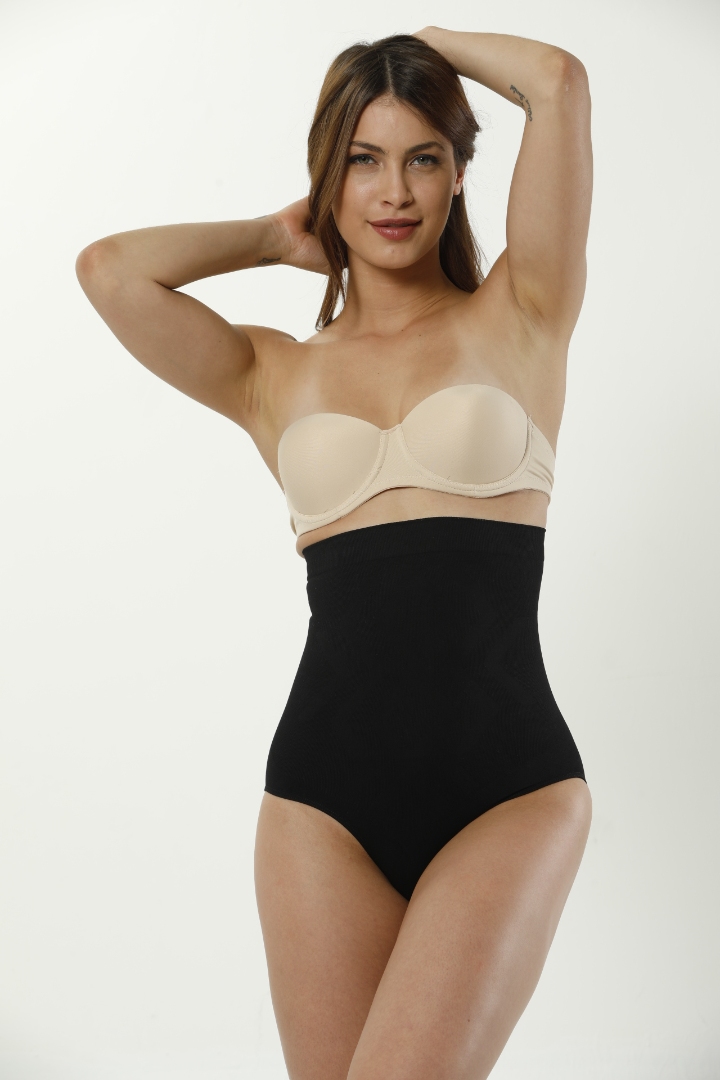 Stilyol Siyah Dikişsiz Seamless Korse – Toparlayıcı, Şekillendirici ve Konforlu Yüksek Bel String Korse