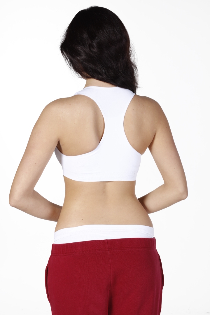 Stilyol Beyaz Dikişsiz Kalın Sporcu Askılı Pedli Büstiyer Seamless Korse – Toparlayıcı, Şekillendirici ve Konforlu