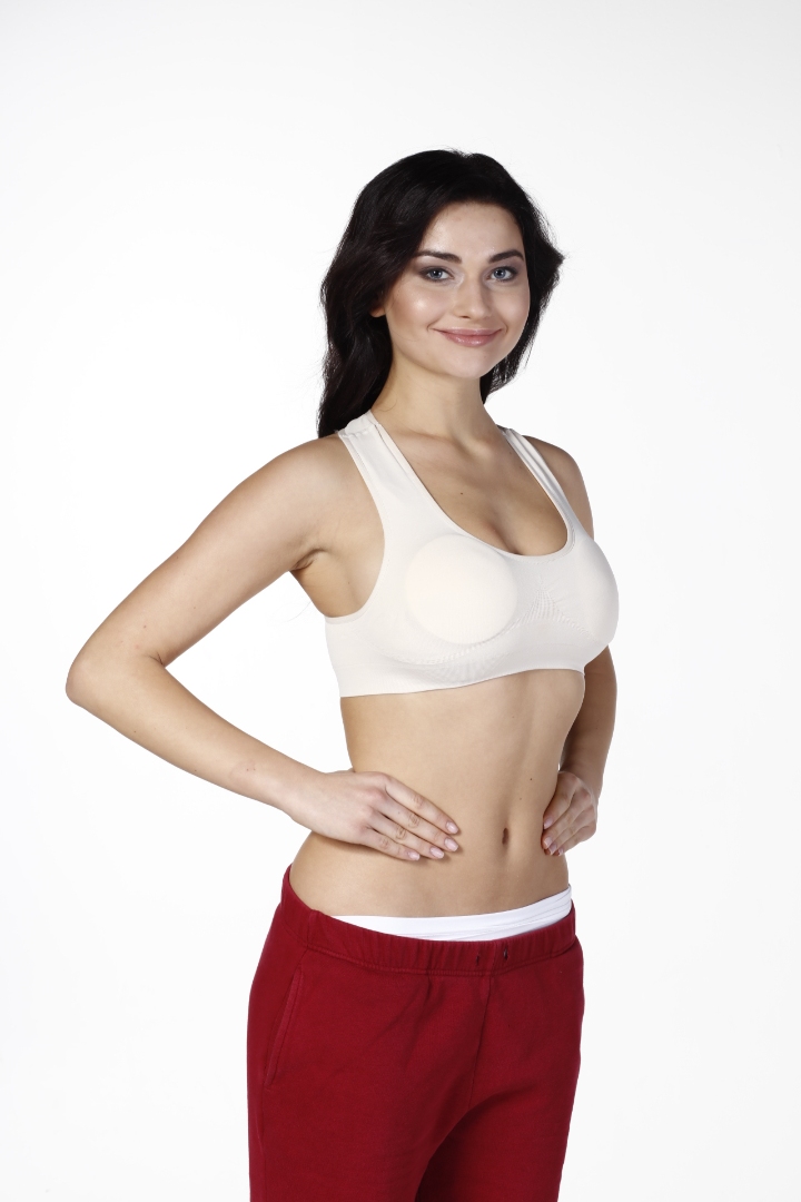 Stilyol Açık Ten Rengi Dikişsiz Kalın Sporcu Askılı Pedli Büstiyer Seamless Korse – Toparlayıcı, Şekillendirici ve Konforlu